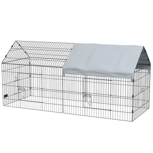 87" Small Animal Cage With Roof, Indoor Outdoor Use, For Chicken Rabbits Chinchillas, Silver Houses & Habitats Silver, Black at Gallery Canada