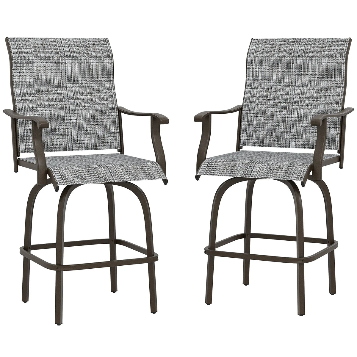 Outdoor Swivel Bar Stools, Set of 2, High Back, Mixed Grey Bistro Sets Mixed Grey at Gallery Canada