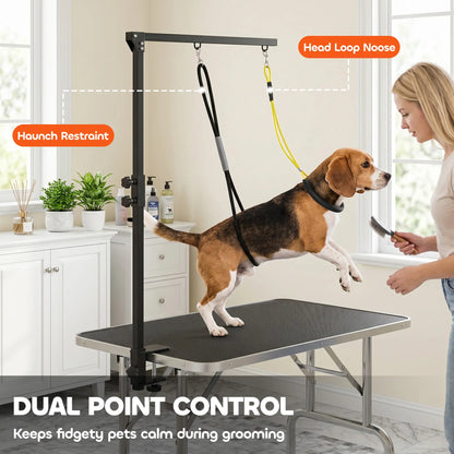 Dog Grooming Arm With Clamp, Adjustable, 18.9"-32.3", Black Dog Grooming Tables at Gallery Canada