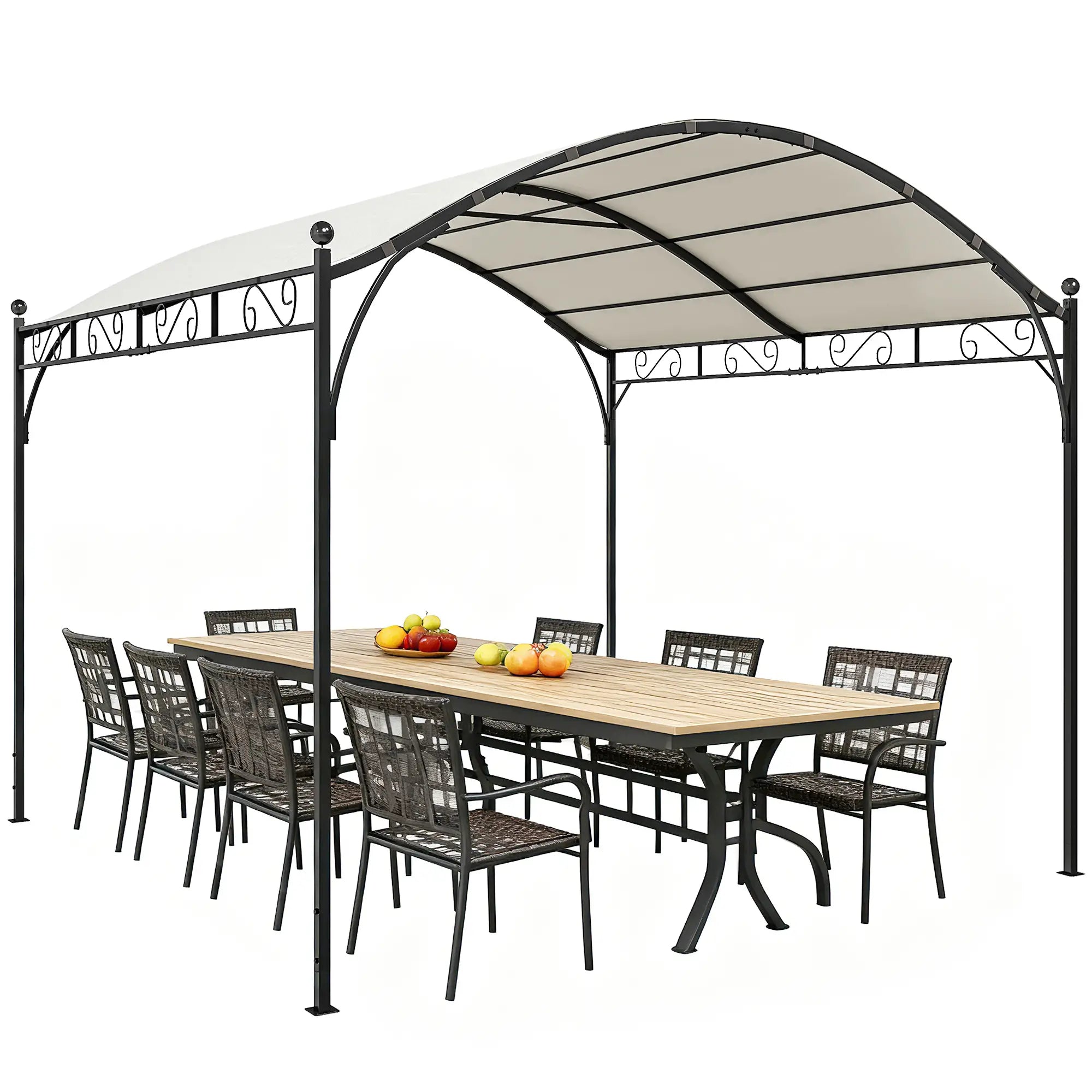 10' x 10' Outdoor Pergola, Galvanized Steel Frame, UV30+ Canopy, Cream White Pergolas at Gallery Canada