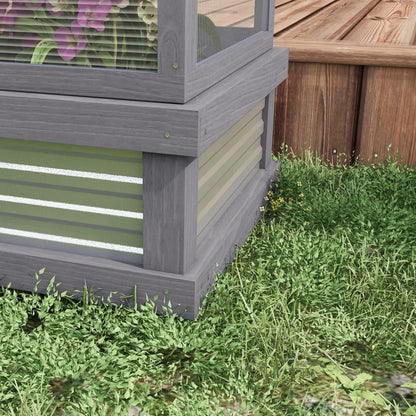 Raised Garden Bed Kit With Greenhouse, Wooden Cold Frame Planter, 48" x 24" x 32", Grey Cold Frame Greenhouses at Gallery Canada