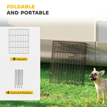 Foldable Metal Dog Playpen, Expandable Pet Fence, 20" x 24", 8 Panels, Black Dog PlayPens at Gallery Canada