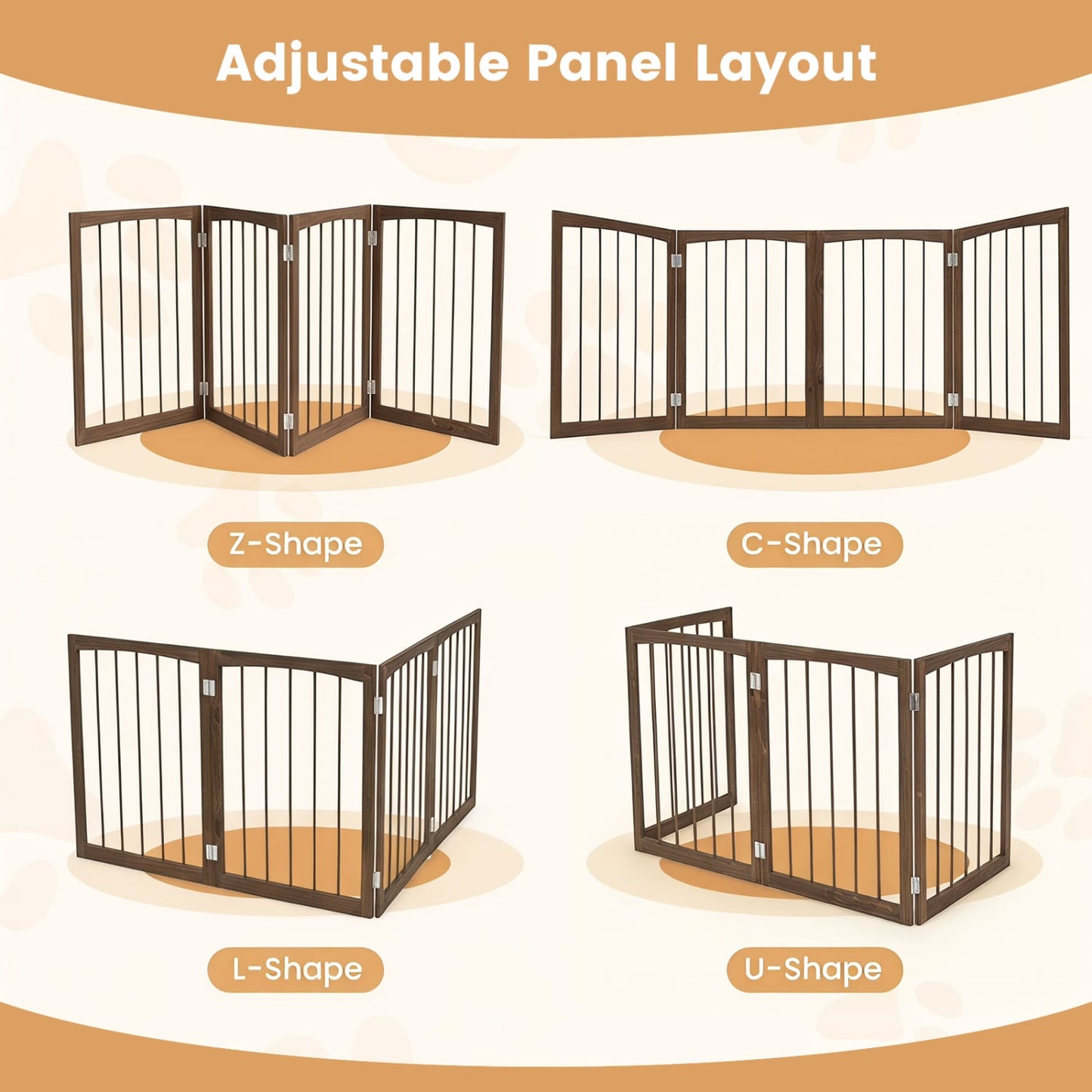 83L X 30H 4-Panel Wooden Pet Fence, Brown Pet Gate at Gallery Canada
