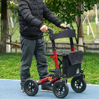 Senior Rollator with Seat, Rubber Wheels, Adjustable Handle, Red Knee Walker & Wheelchair Ramps at Gallery Canada
