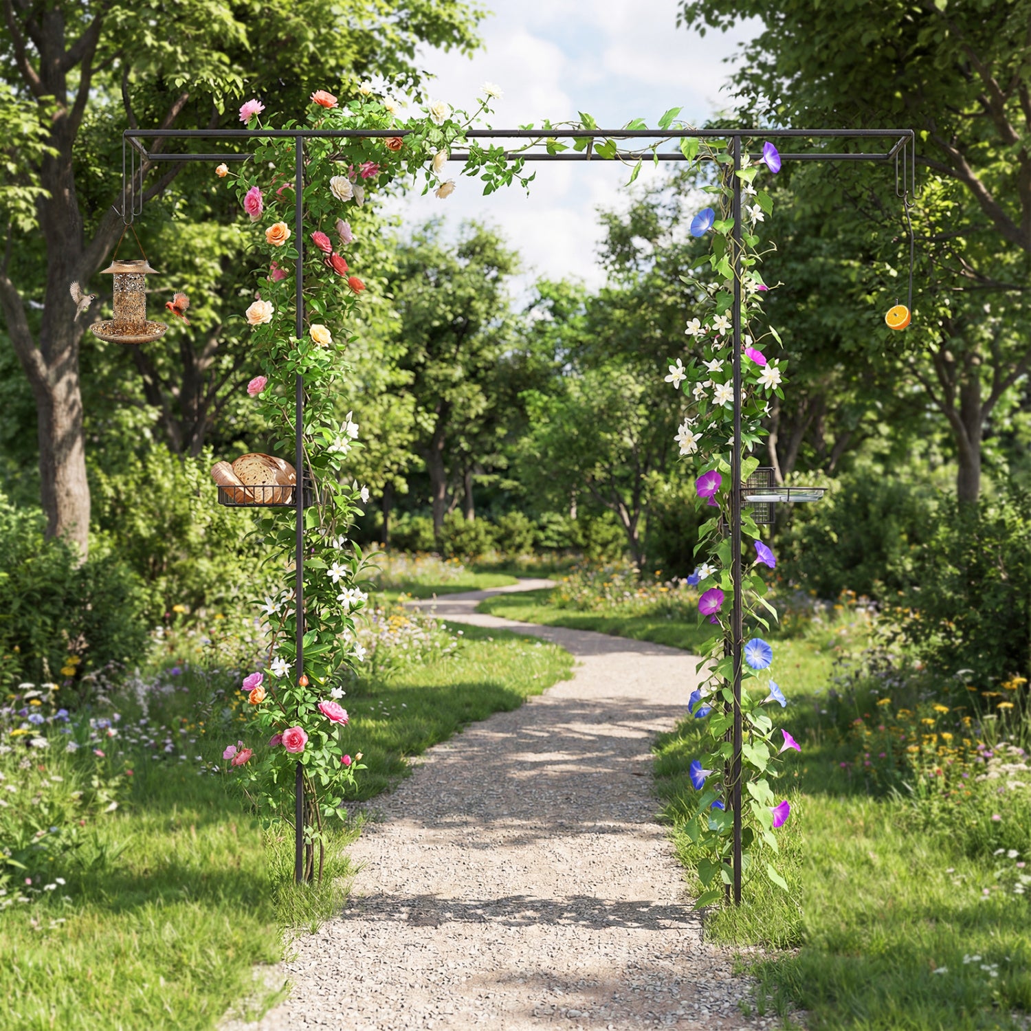84 Inch Garden Arbor Feeding Station, Black Plant Supports at Gallery Canada