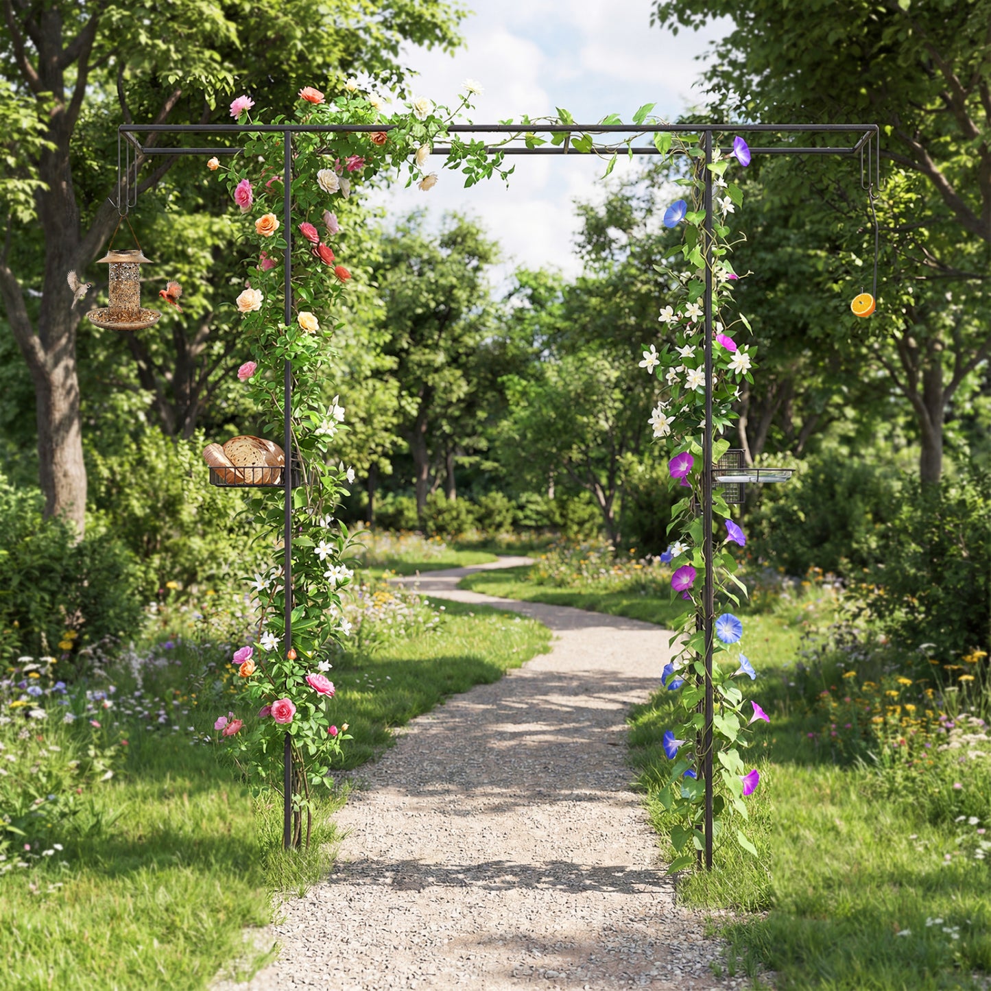 84 Inch Garden Arbor Feeding Station, Black Plant Supports at Gallery Canada