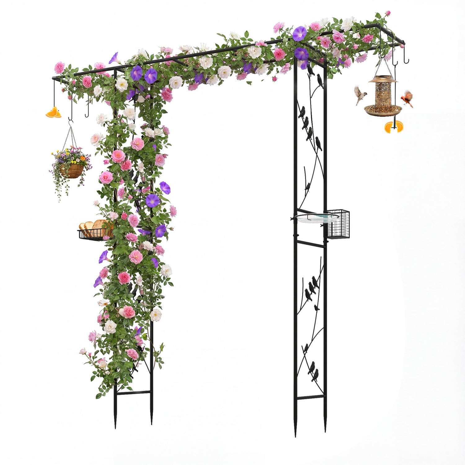 84 Inch Garden Arbor Feeding Station, Black Plant Supports at Gallery Canada