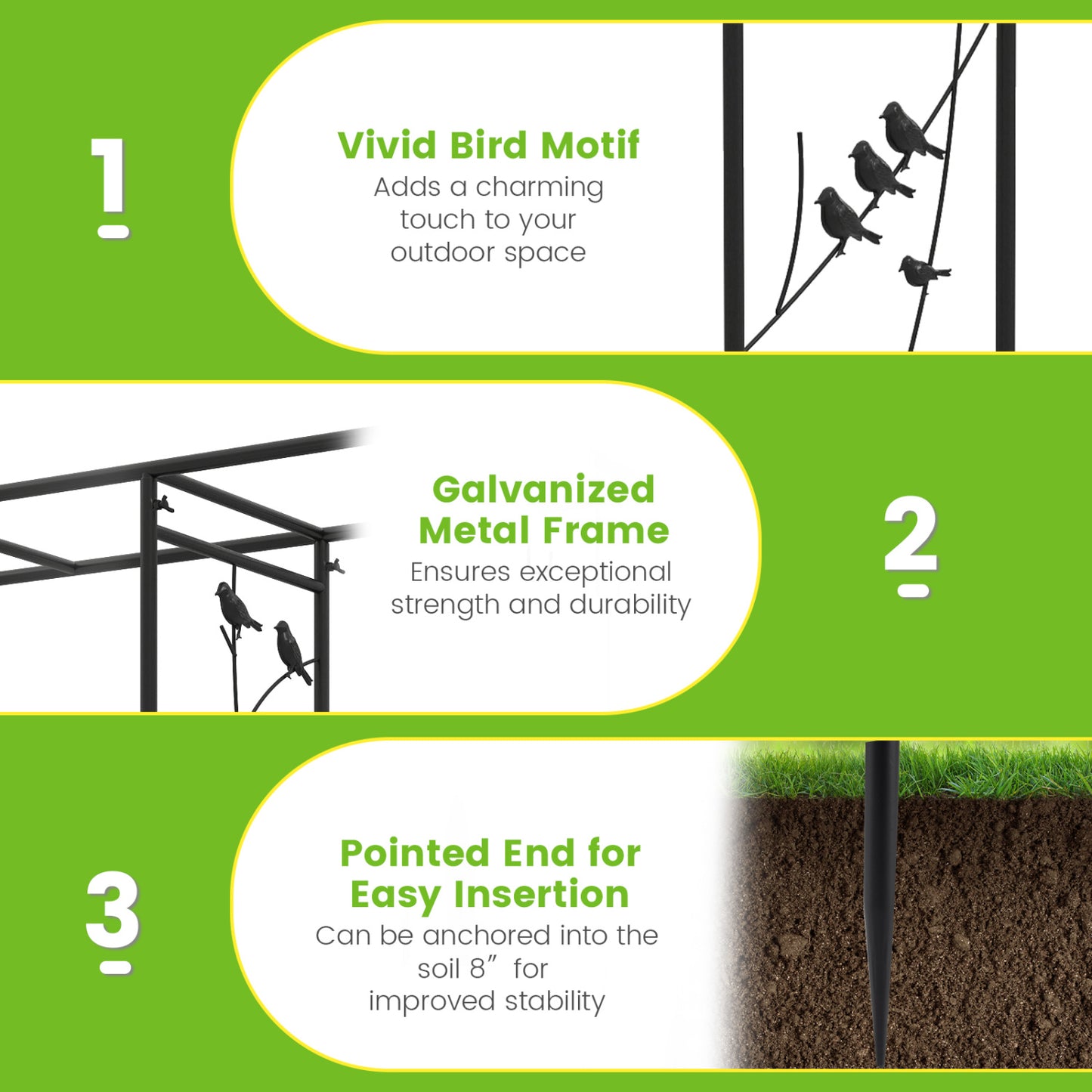 84 Inch Garden Arbor Feeding Station, Black Plant Supports at Gallery Canada