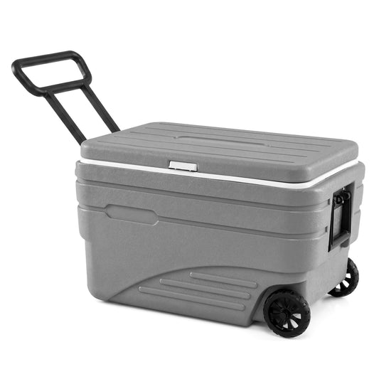 84 Quart Portable Wheeled Ice Cooler with Foldable Pull, Gray Coolers Gray at Gallery Canada