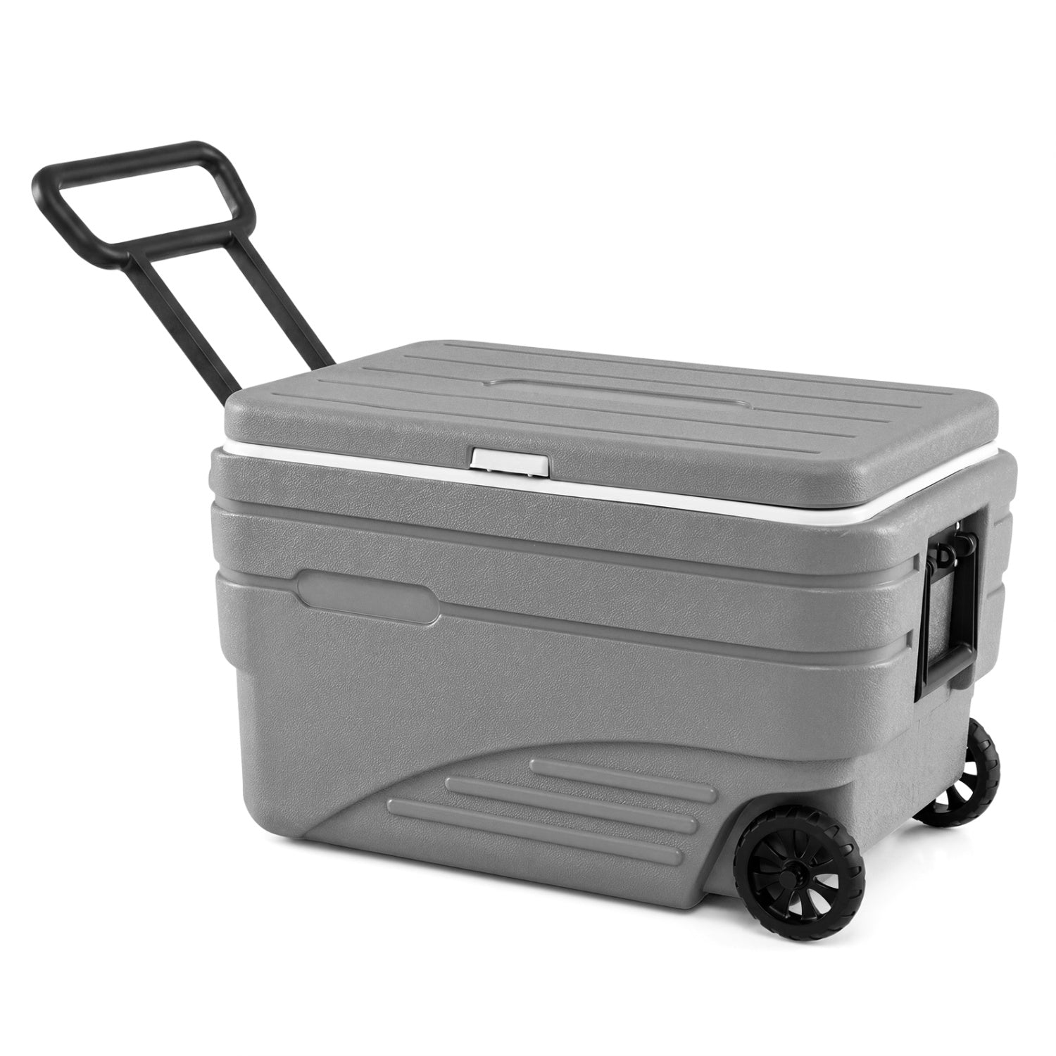 84 Quart Portable Wheeled Ice Cooler with Foldable Pull, Gray Coolers at Gallery Canada