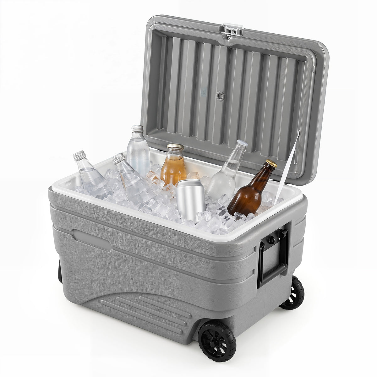 84 Quart Portable Wheeled Ice Cooler with Foldable Pull, Gray Coolers at Gallery Canada