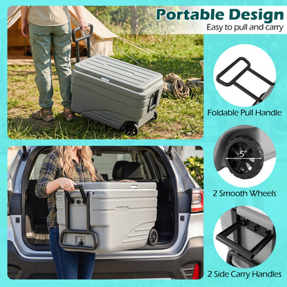 84 Quart Portable Wheeled Ice Cooler with Foldable Pull, Gray Coolers at Gallery Canada