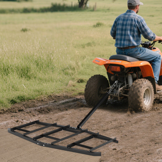 84" Wide Driveway Drag Tow Behind Landscape Leveling Rake, Black Lawn Care Tools Black at Gallery Canada