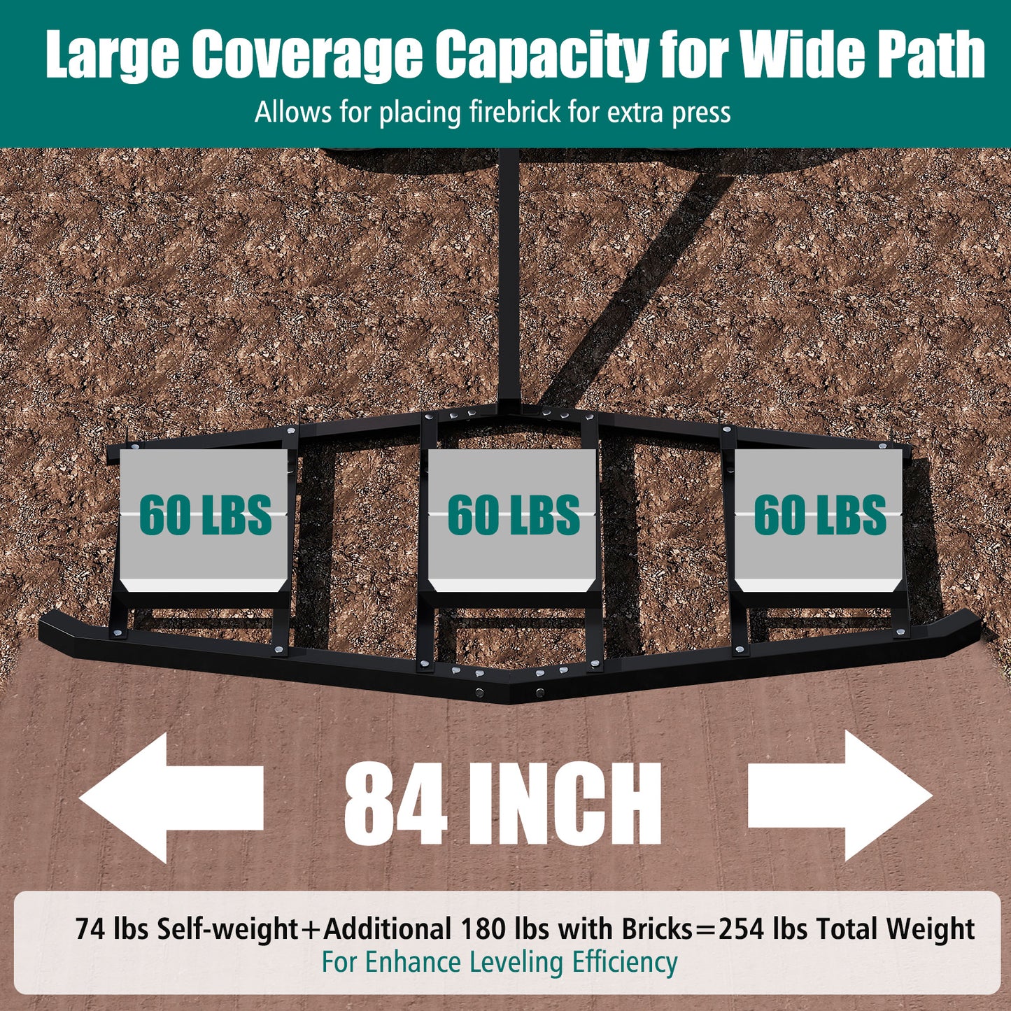 84" Wide Driveway Drag Tow Behind Landscape Leveling Rake, Black Lawn Care Tools at Gallery Canada
