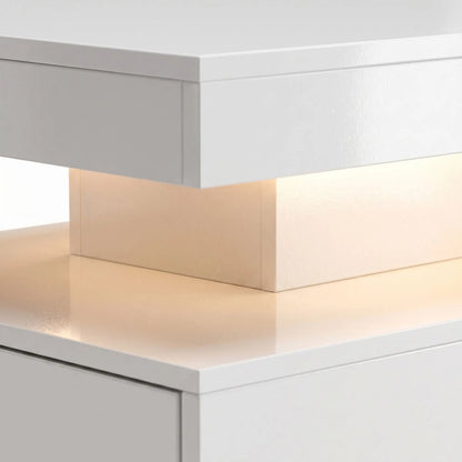LED Coffee Table With Storage, 2-Tier, White Coffee Tables at Gallery Canada