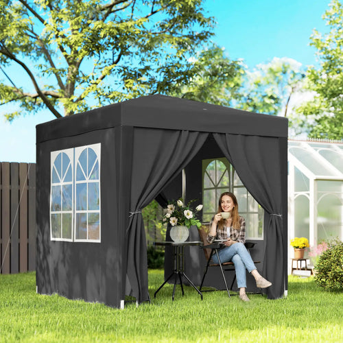 6.6'x6.6' Pop Up Canopy Tent, Instant Sun Shelter Gazebo, Black