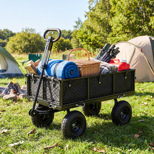 880 Lbs Utility Wagon, Flatbed With Removable Oxford Cloth Liner, Black Garden Carts Black at Gallery Canada