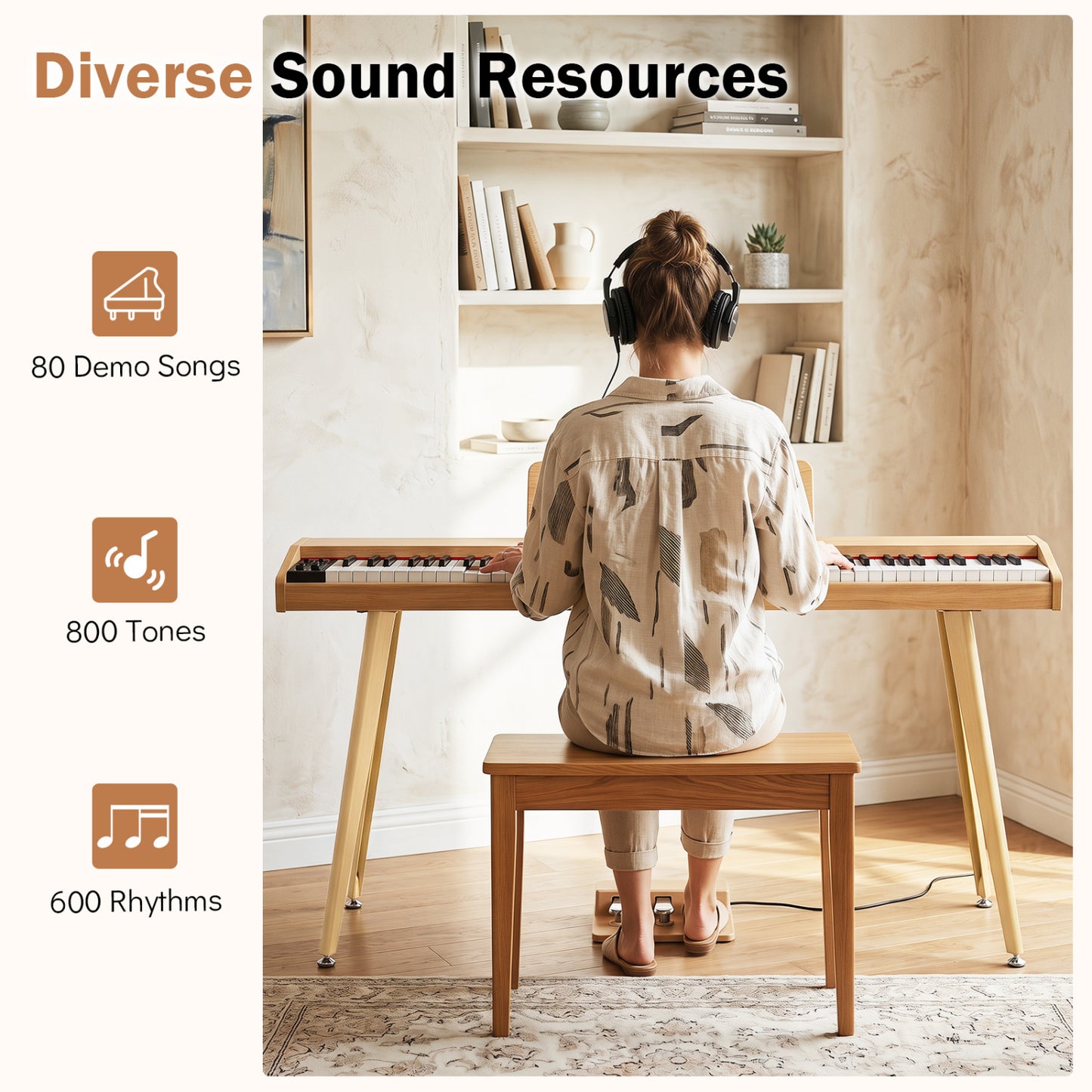 88-Key Semi-Weighted Digital Piano with 3 Pedal Unit and 80 Demos, Natural Pianos & Keyboards at Gallery Canada