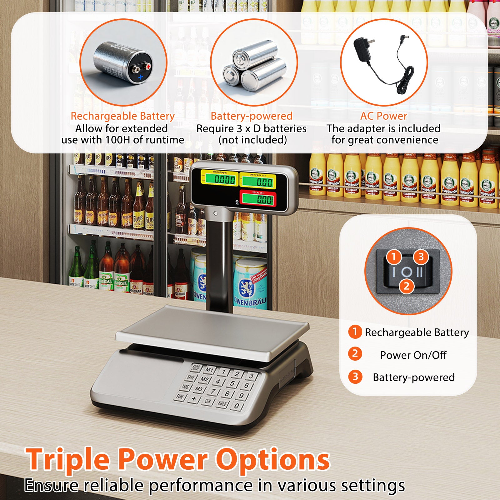 88lb Price Computing Scale with Pole Dual LCD Display Digital Commercial Food Scale Kitchen Tools at Gallery Canada