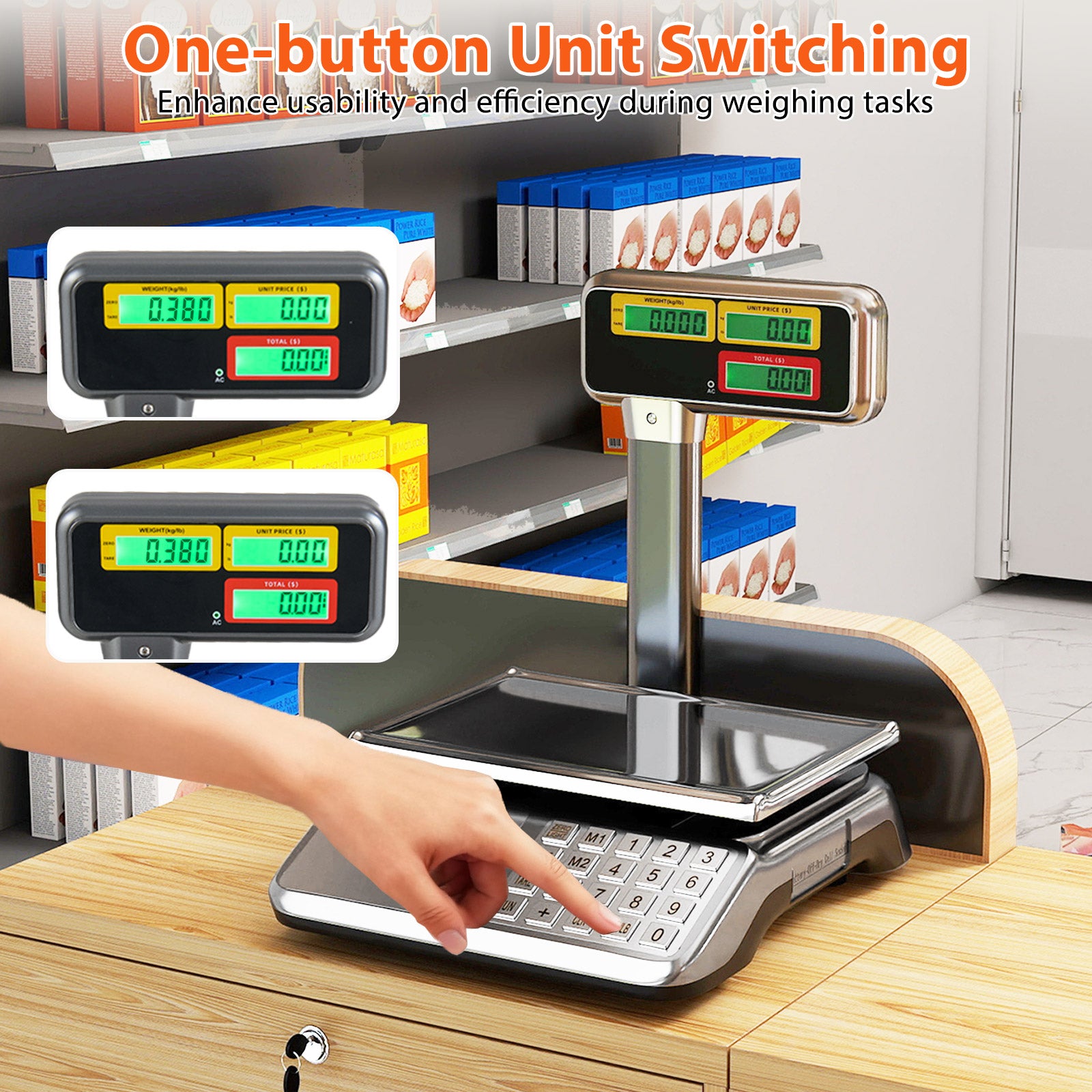 88lb Price Computing Scale with Pole Dual LCD Display Digital Commercial Food Scale Kitchen Tools at Gallery Canada