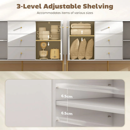 Buffet Cabinet, Modern Sideboard with 3 Drawers and 2 Shelves, White Storage Cabinets at Gallery Canada
