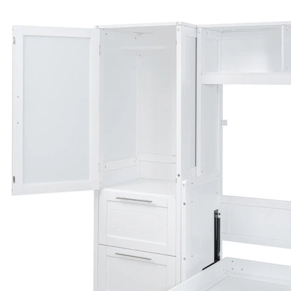 Murphy Bed with Side Flip, Closet, Drawers, 112" L x 21.5" W x 78.5" H, White Bed Frames at Gallery Canada