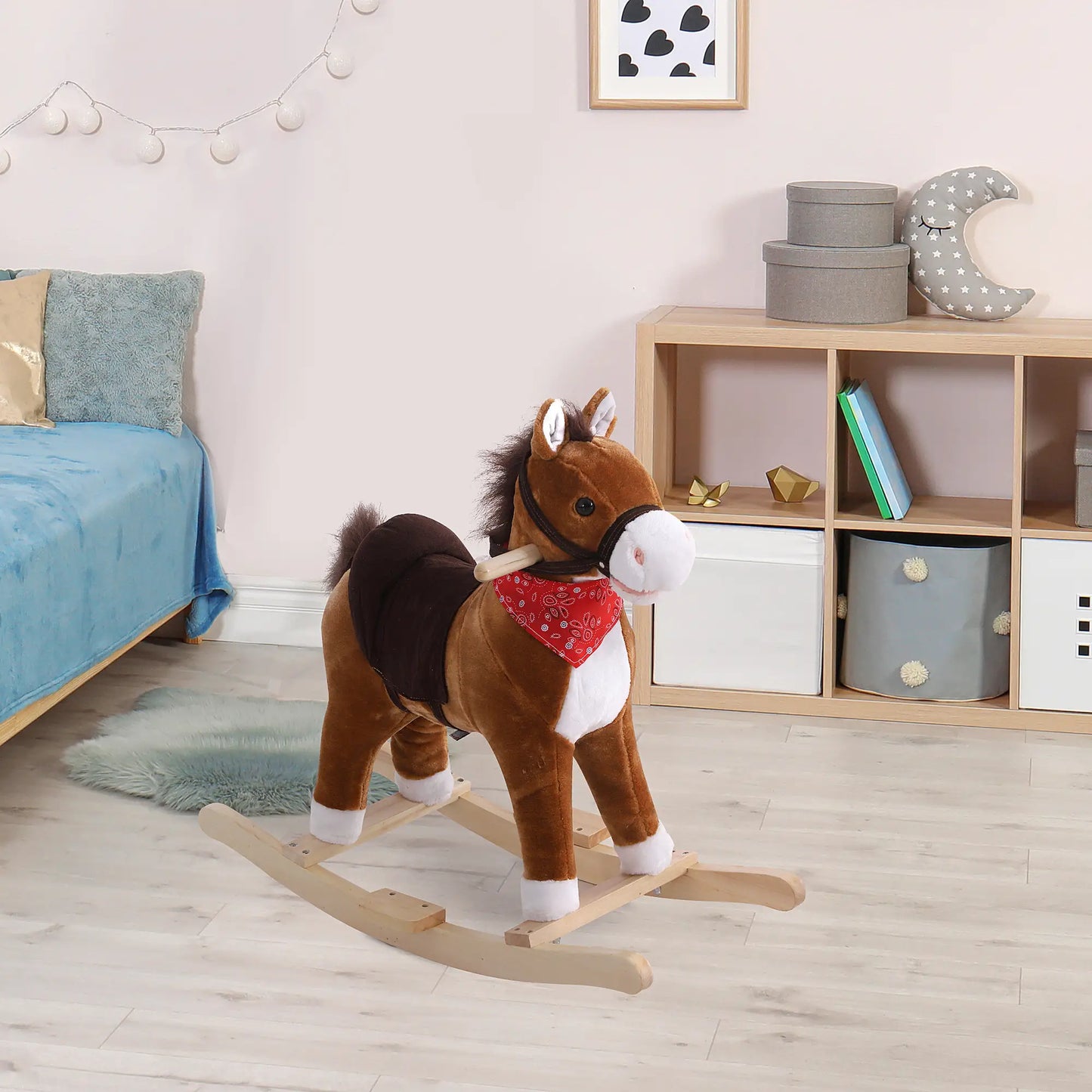 Kids Plush Ride On Rocking Horse, Animal Adventure Rocker, Brown, Red Rocking Horses at Gallery Canada