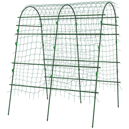Arched Garden Trellis, Metal Cucumber Plant Support, 57" x 66" x 81" Plant Stands Green at Gallery Canada