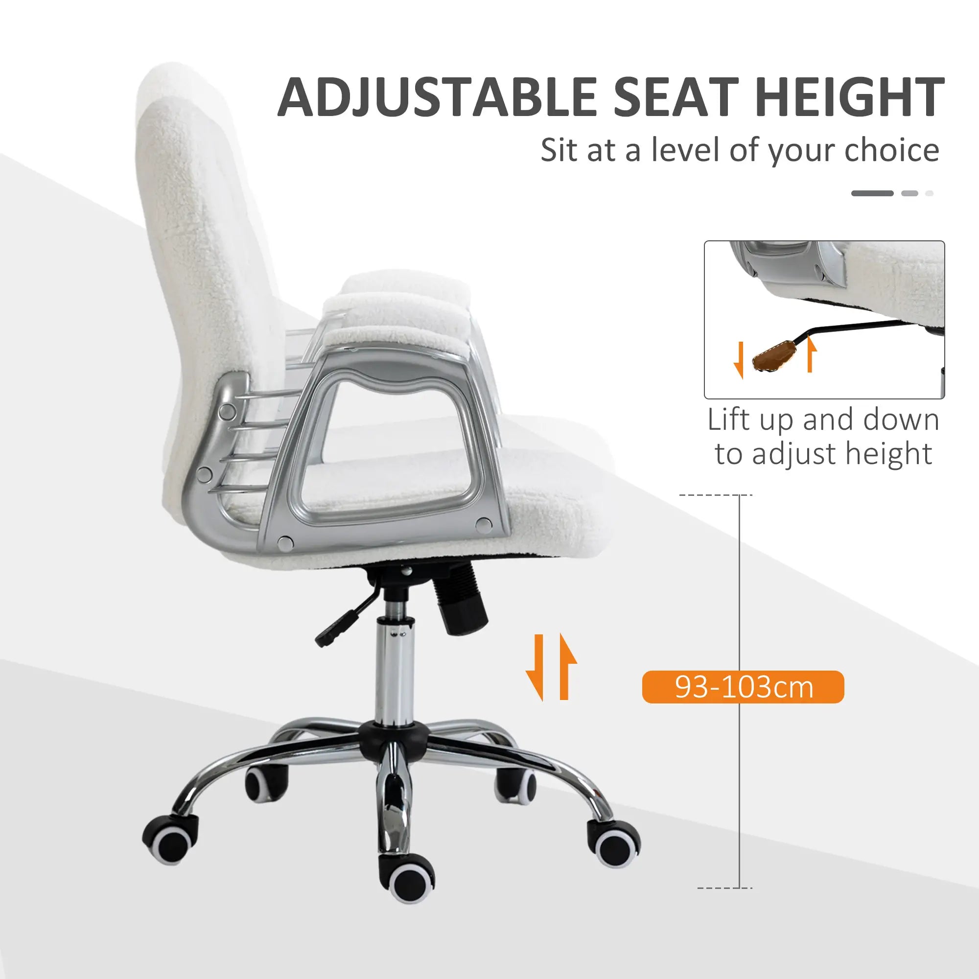 Office Chair, Adjustable Height, Tufted Back, White Task Chairs at Gallery Canada