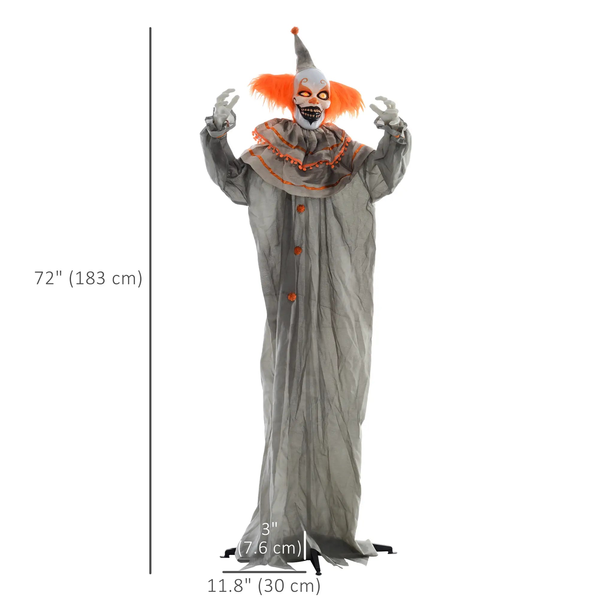 6' Classic Clown Halloween Decoration, Animatronic, Motion Activated, Orange Halloween Decorations at Gallery Canada