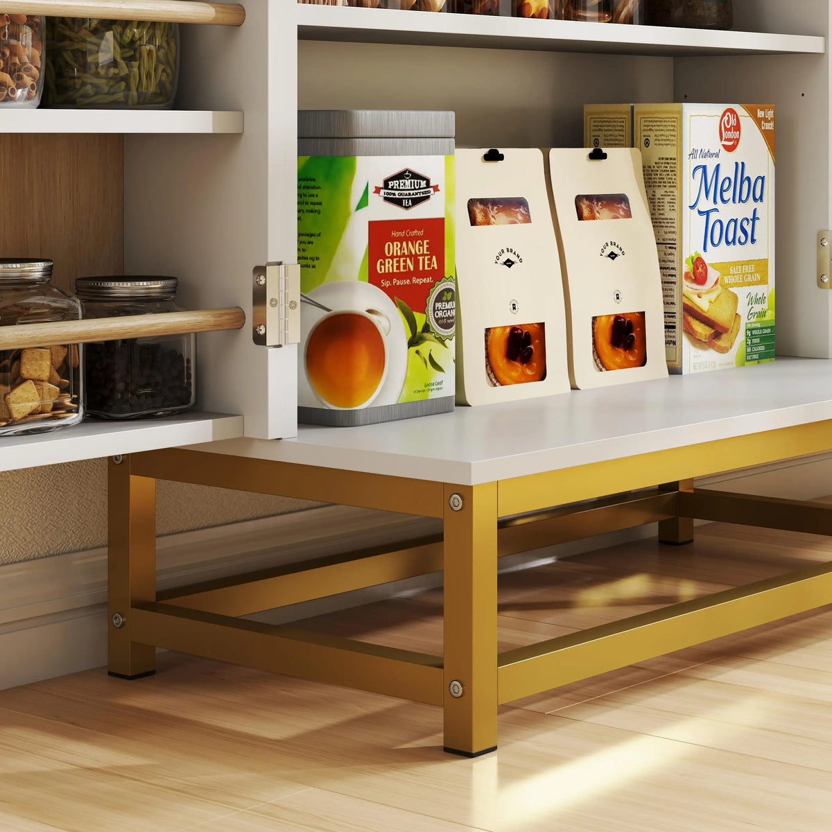 47" Kitchen Pantry Cabinet, Freestanding Storage with Adjustable Shelves, White Kitchen Pantry Cabinets at Gallery Canada