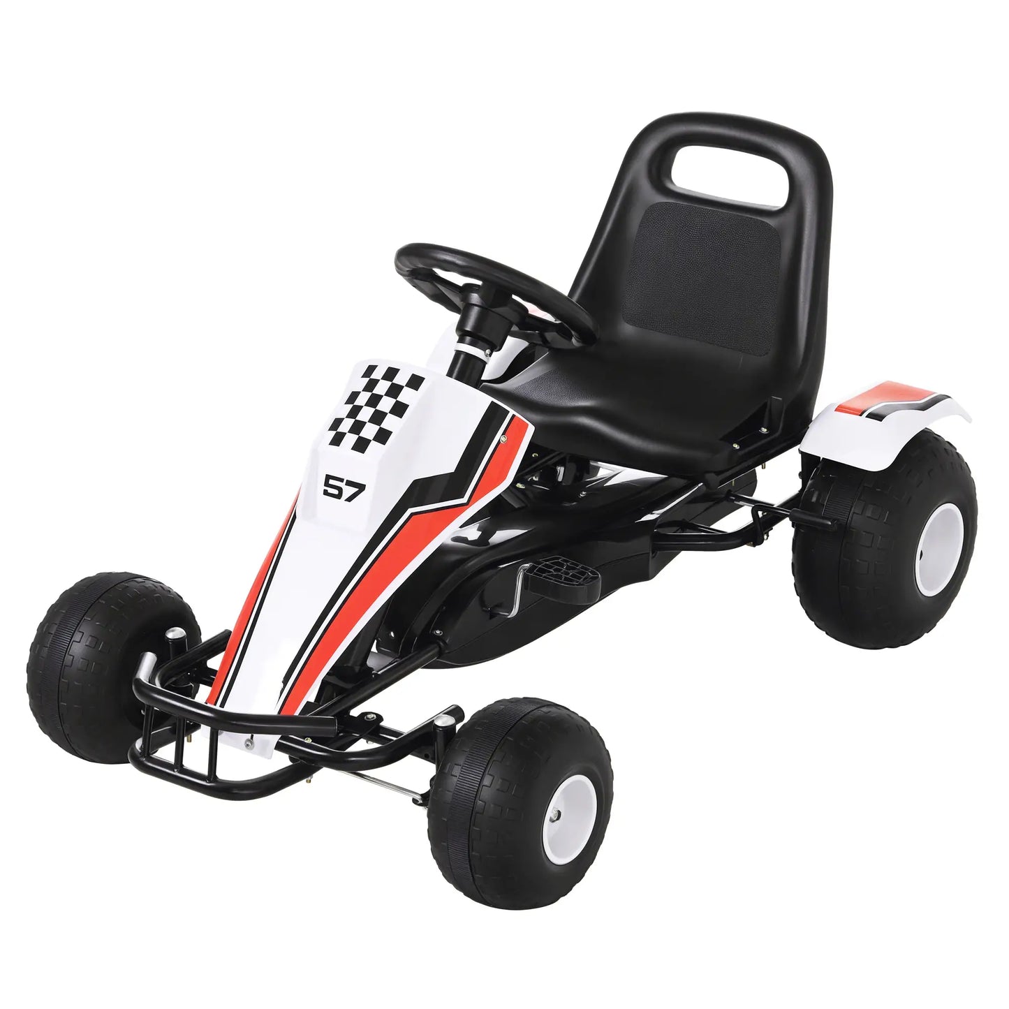 Kids Pedal Go Kart, Adjustable Seat, Plastic Wheels, 3-6 Years Pedal Go Karts for Kids White at Gallery Canada