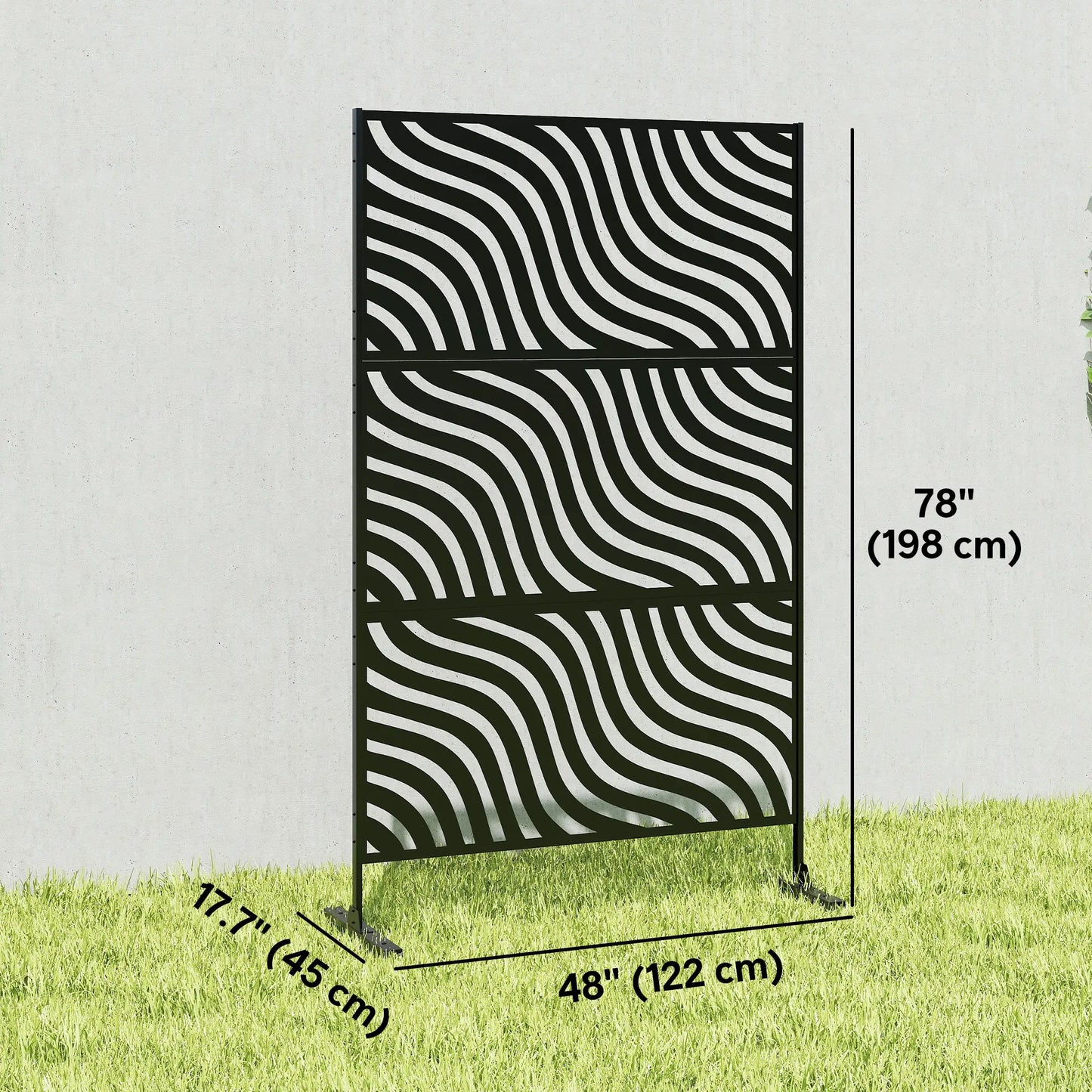 78" X 48" Metal Outdoor Privacy Screen, Freestanding Divider, Black Side Awnings at Gallery Canada