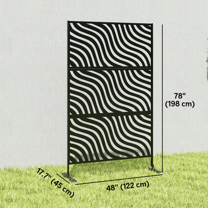 78" X 48" Metal Outdoor Privacy Screen, Freestanding Divider, Black Side Awnings at Gallery Canada