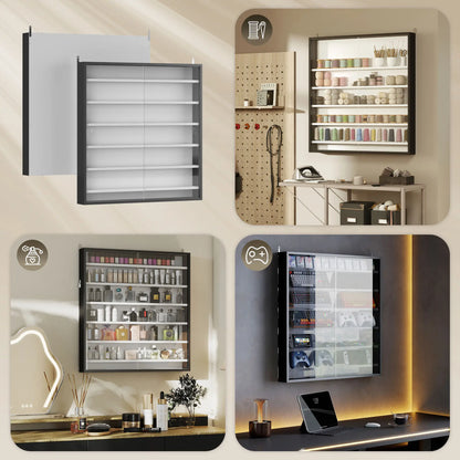 7-Tier Glass Display Cabinet, Black And White Display Bookshelves at Gallery Canada