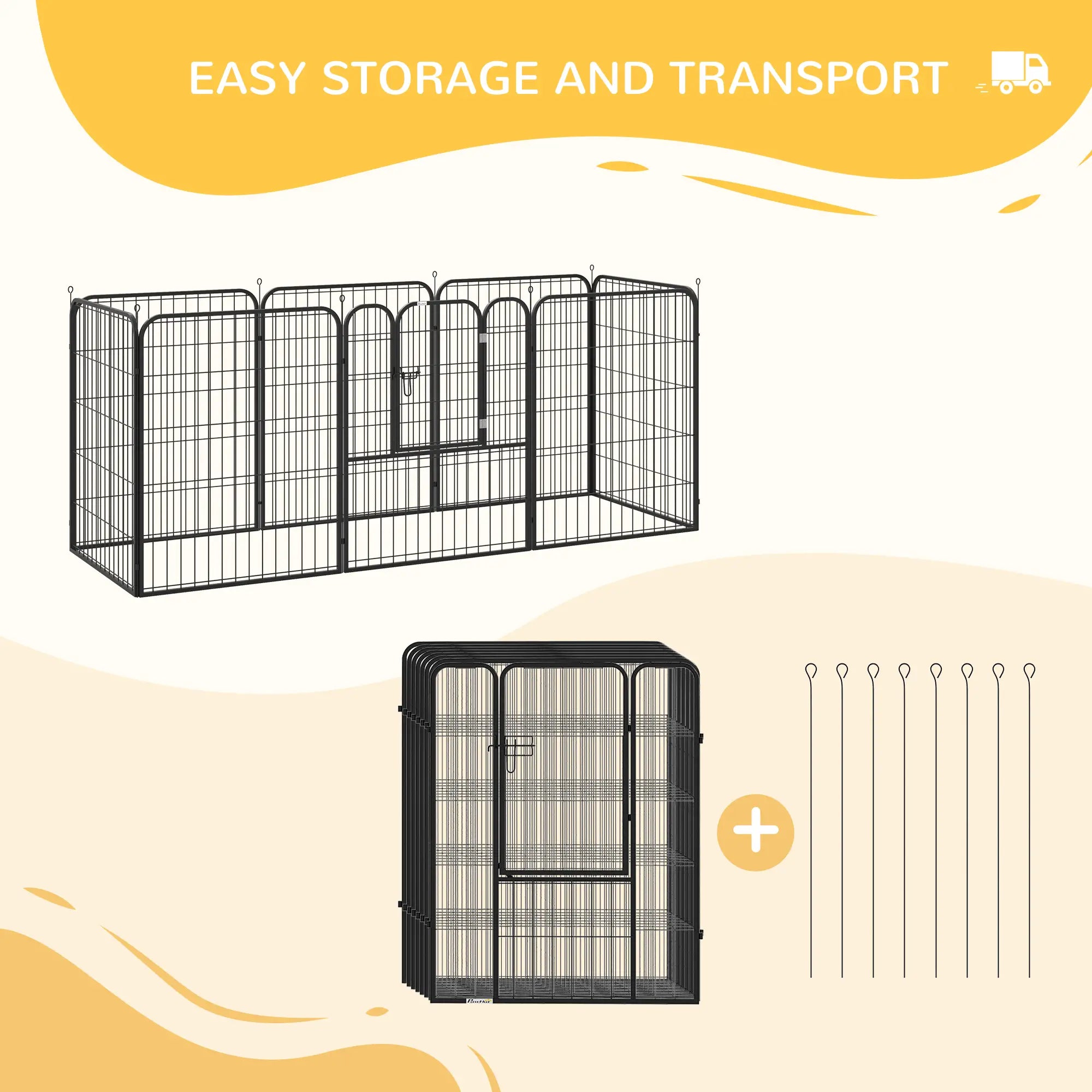 8 Panel Pet Playpen, Heavy-Duty Metal, Foldable, Indoor Outdoor, 39