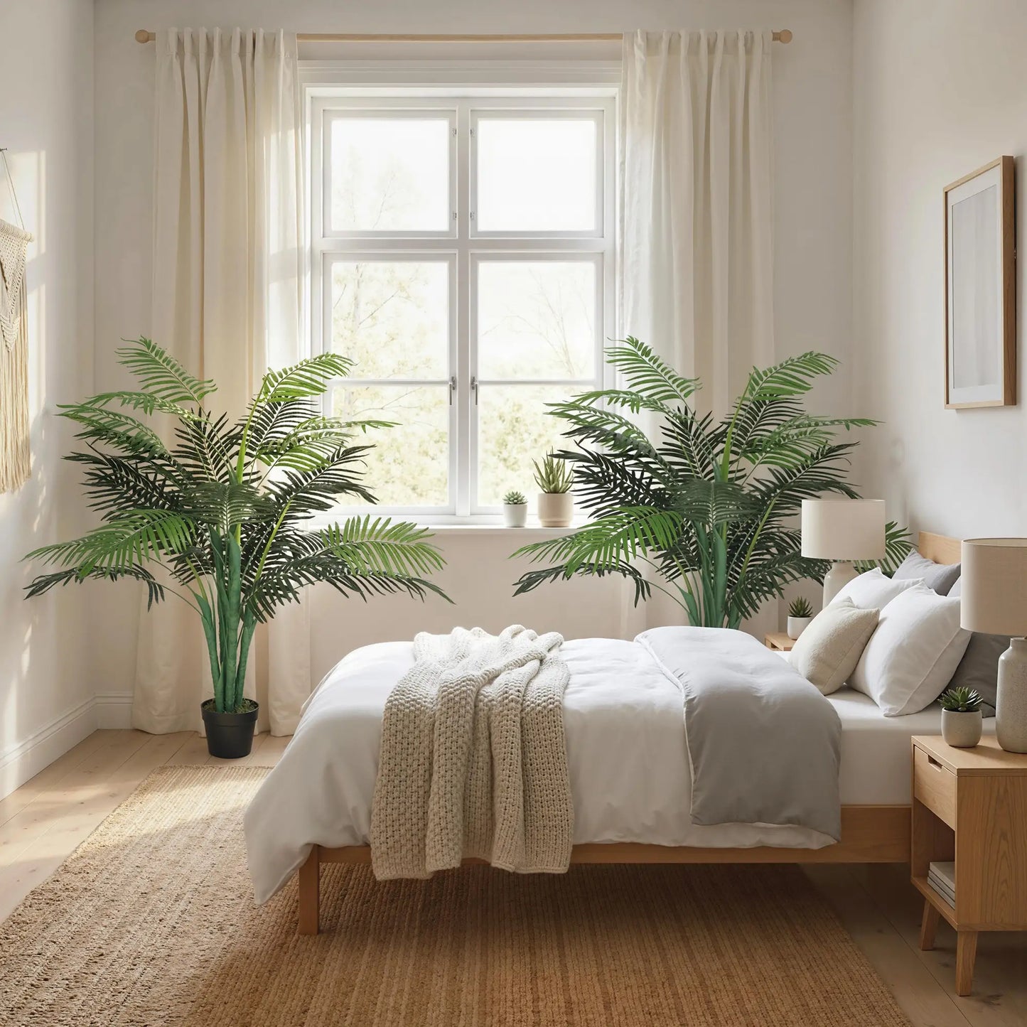 4FT Artificial Palm Tree Set Of 2, Faux Tropical Plant In Pot, Green Artificial Trees at Gallery Canada