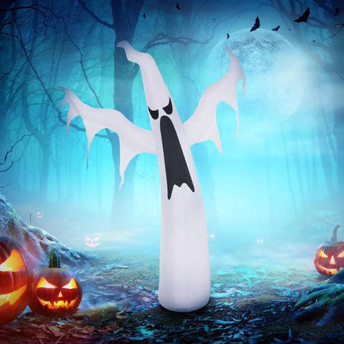 6FT Tall Halloween Inflatable Ghost, Outdoor Yard Decoration with LED Lights, White