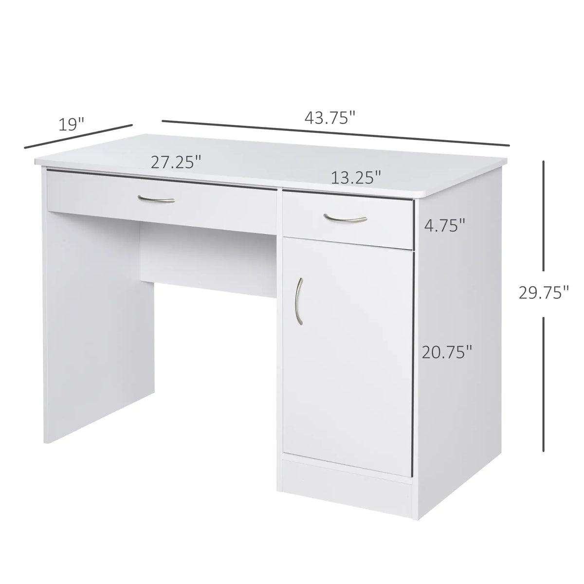 Computer Desk with Storage Drawers, White Writing Desks at Gallery Canada