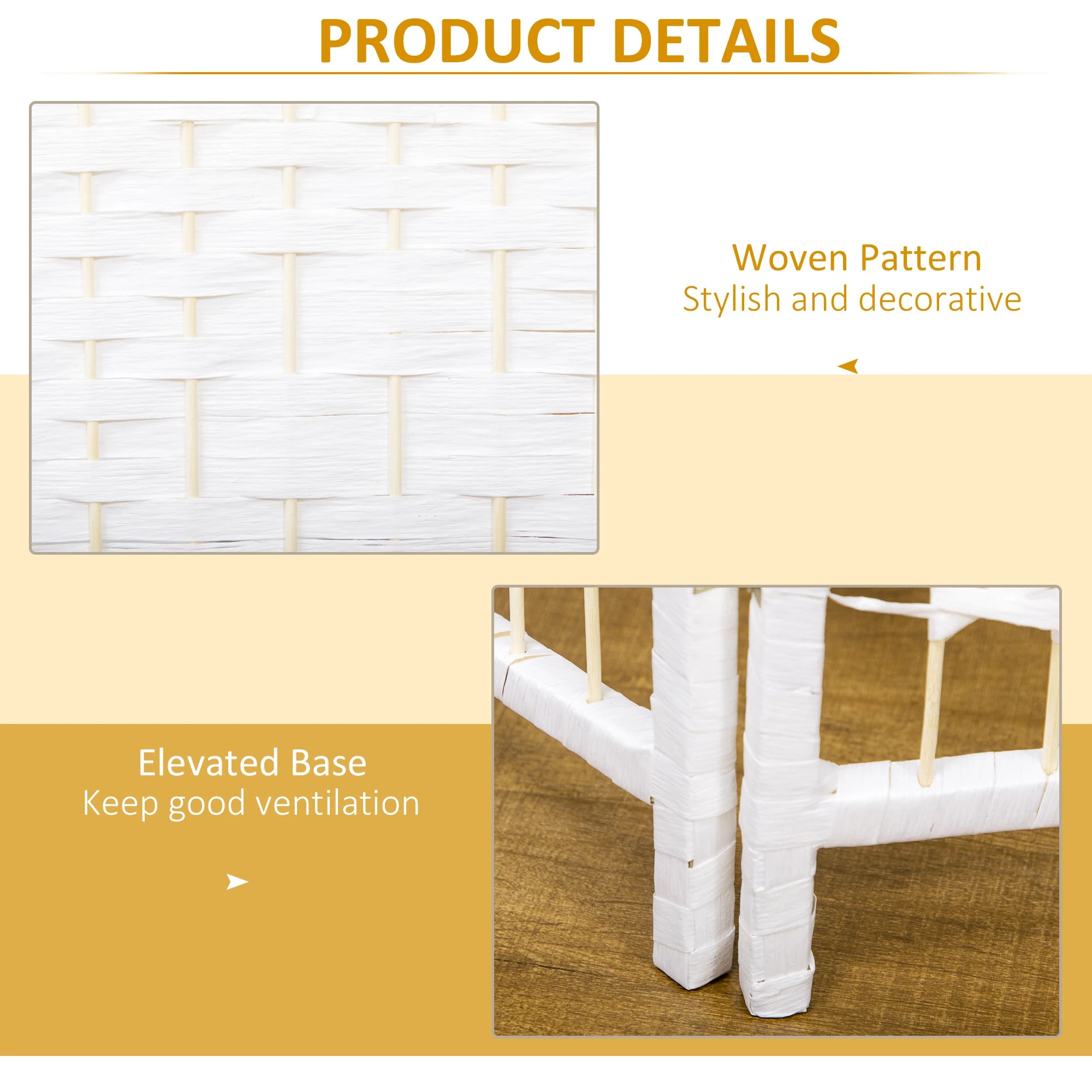 4 Panel Folding Room Divider, Portable Privacy Screen, White Room Dividers at Gallery Canada