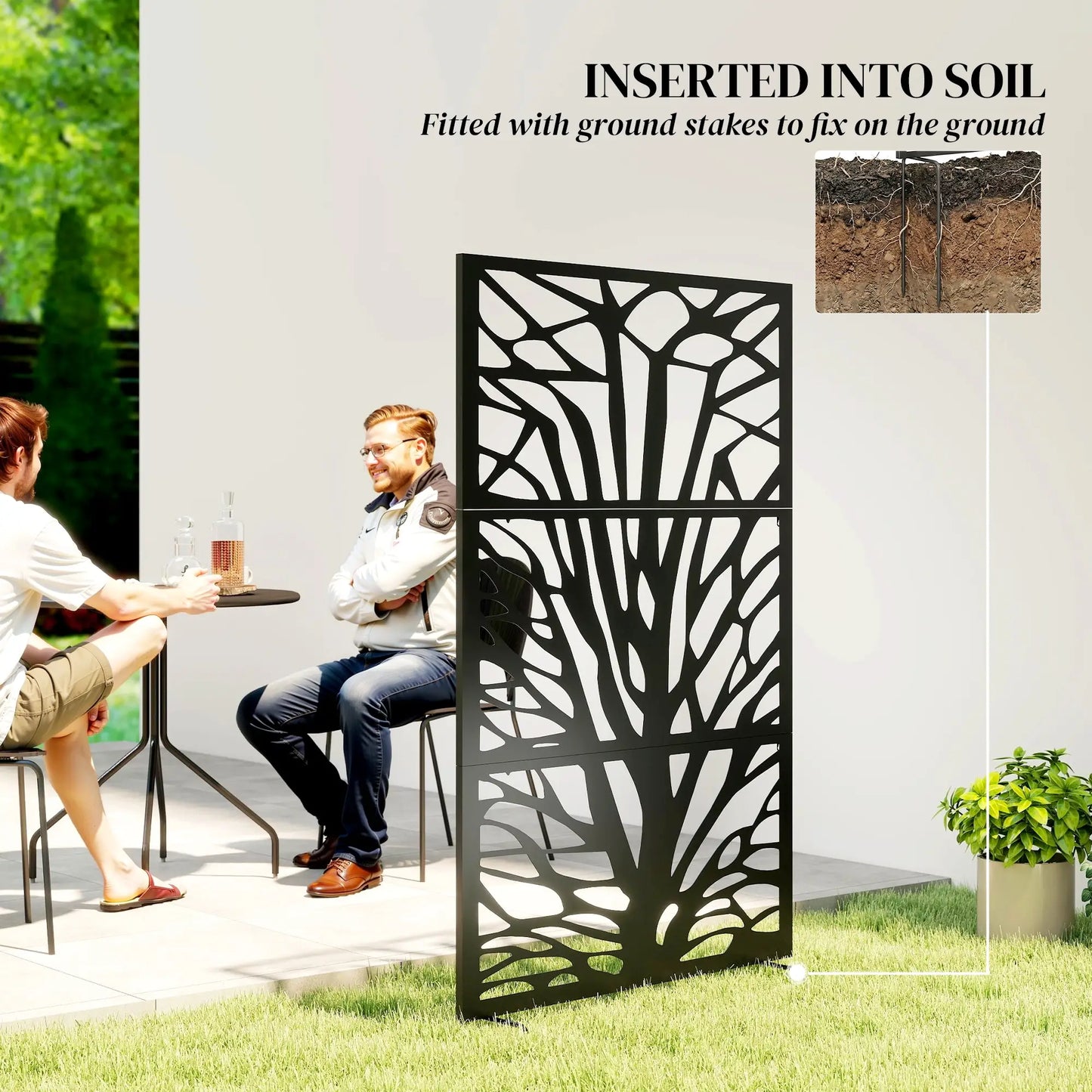 Metal Outdoor Privacy Screen, 72"x38", Black Side Awnings at Gallery Canada