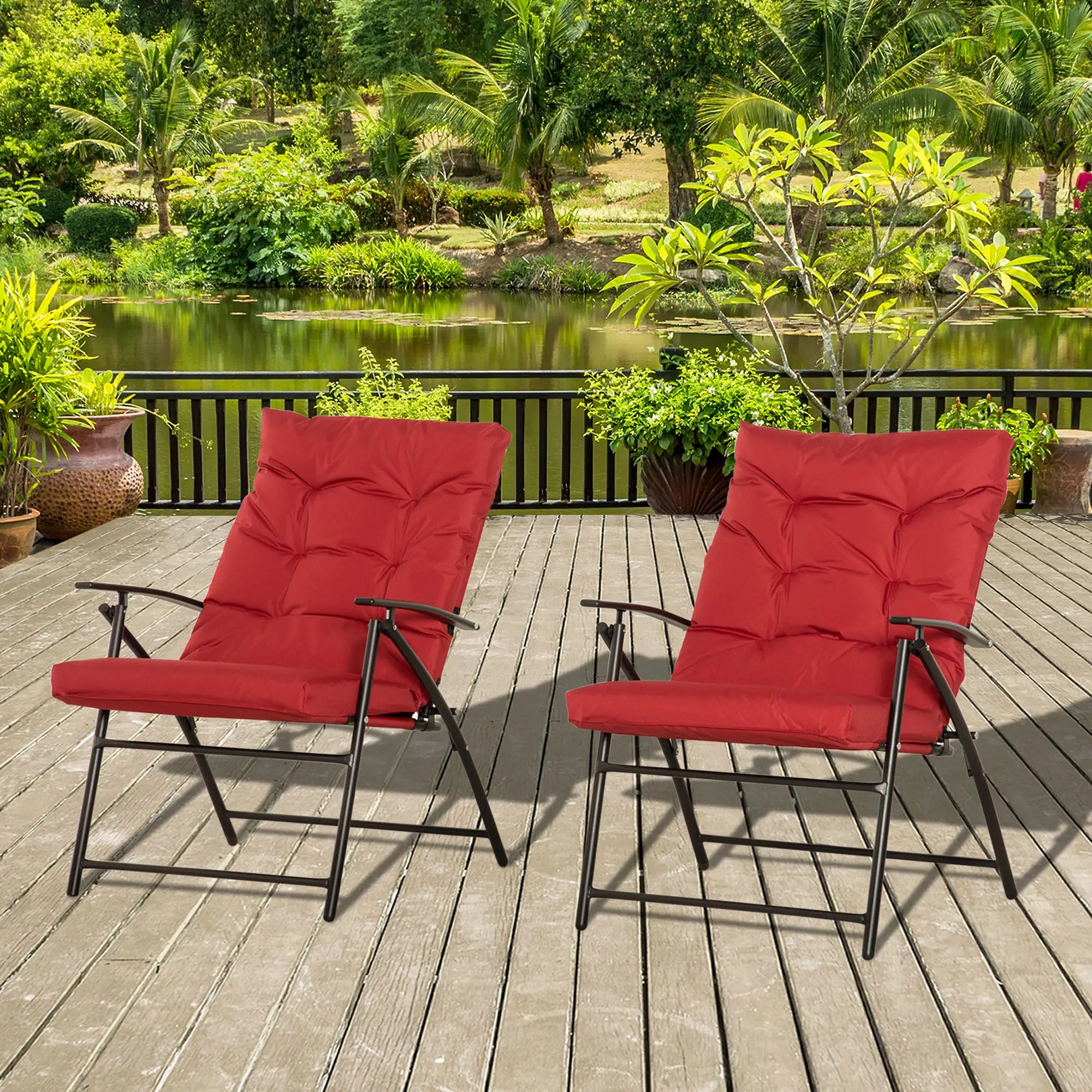 Folding Camping Chairs With Adjustable Backrest, 2 Pack, Red Patio Chairs at Gallery Canada