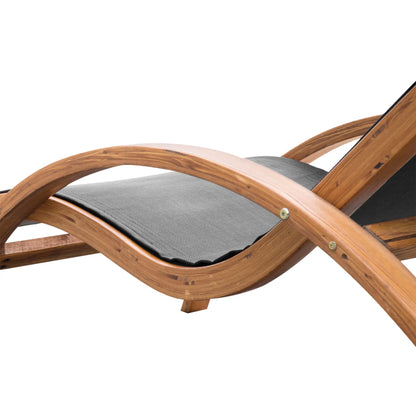 Wood Chaise Lounge Chair Recliner, Outdoor Patio Camping, Teak Black, Black Lounger Chairs at Gallery Canada