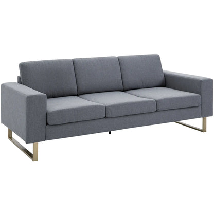 3 Seater Sofa, Linen Upholstered, Steel Leg, Wide Armrest, Grey 3-Seater Sofas Options at Gallery Canada