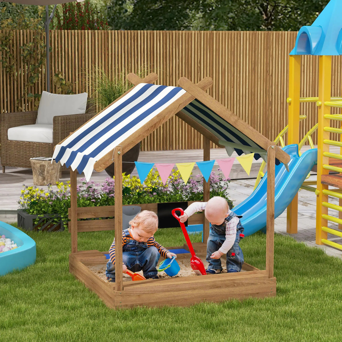 Wooden Sandbox with Cover, 3-7 Years, Backyard, Brown Sandboxes & Accessories at Gallery Canada
