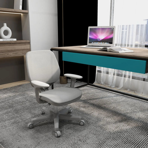 Mesh Back Office Chair, Swivel Castors, Arm, Grey