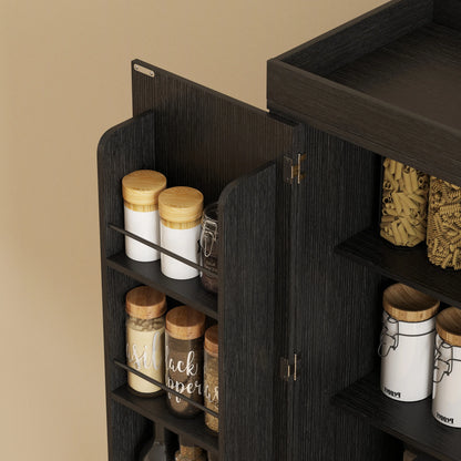 72 Inch Kitchen Pantry Cabinet, Farmhouse Storage, 4 Barn Doors, Black Kitchen Pantry Cabinets at Gallery Canada