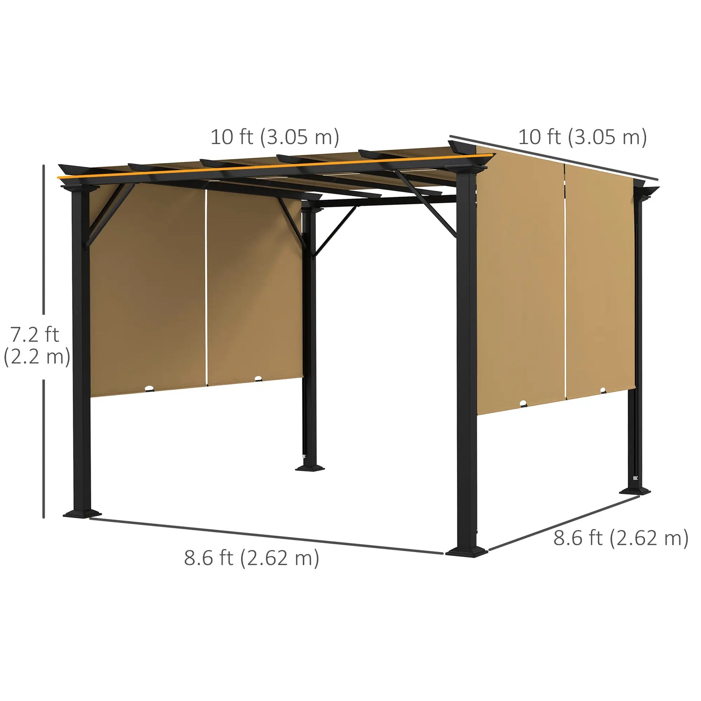 10' x 10' Retractable Pergola Canopy, Brown Pergolas at Gallery Canada