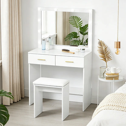 Makeup Vanity Desk Set with Stool, LED Mirror, Drawers, White Dressing & Vanity Tables at Gallery Canada