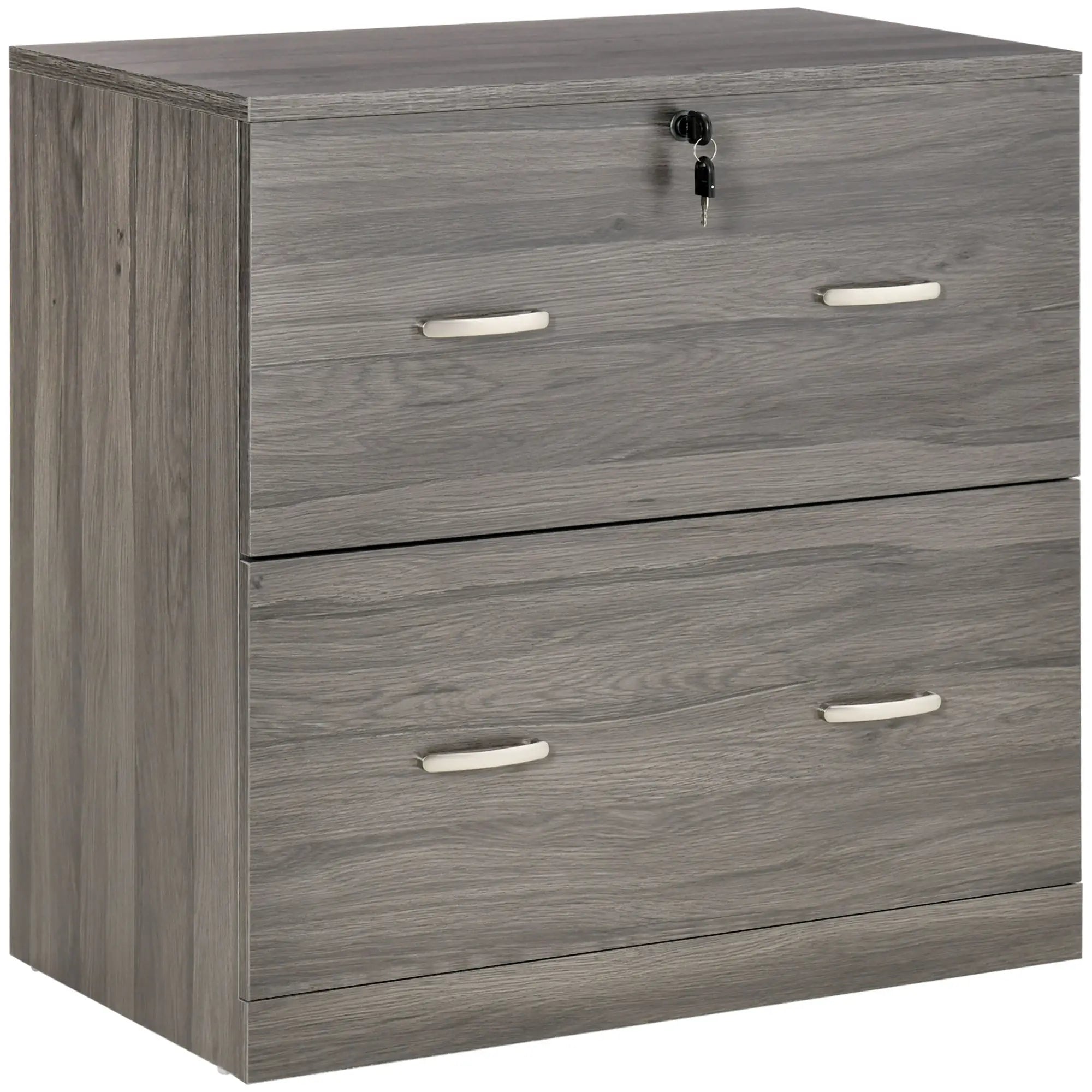2 Drawer File Cabinet with Lock, Hanging Bar, Letter Size, Grey Office Cabinets & Cupboards Grey Oak at Gallery Canada